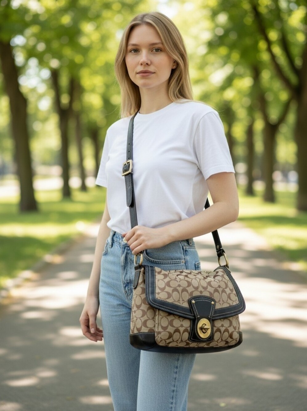 Coach Legacy Ali Signature Turnlock Shoulder Bag Style # 12857